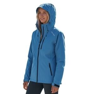 Under Armour Jacket Womens M Blue ColdGear Storm Hooded Rain Hiking Gorpcore DWR